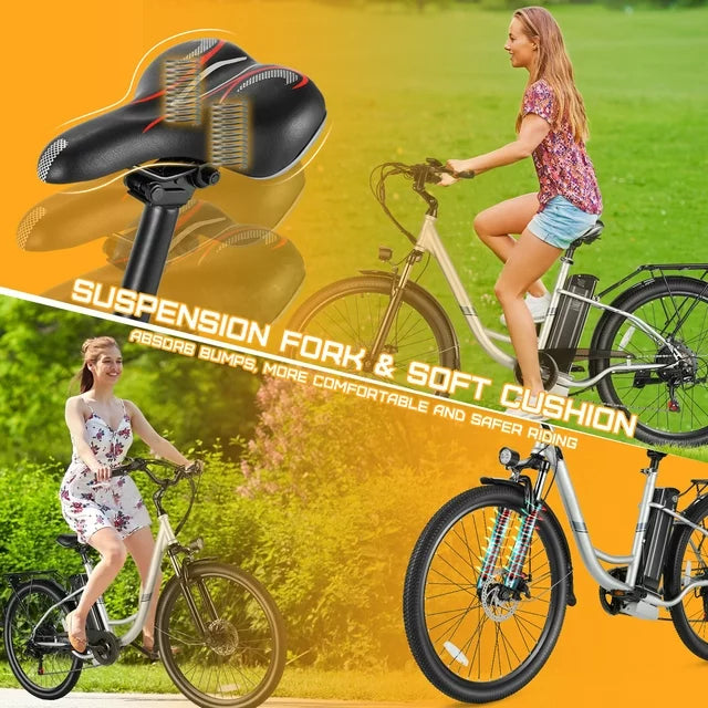 Gocio 500W Electric Bike for Adults, 26" Electric Hybrid Bicycle City Ebike, Women E Bike with 48V 7.8Ah Battery, Suspension Fork, 5 Modes Men Electric Bike with 7 Speed, LED Display and Headlight