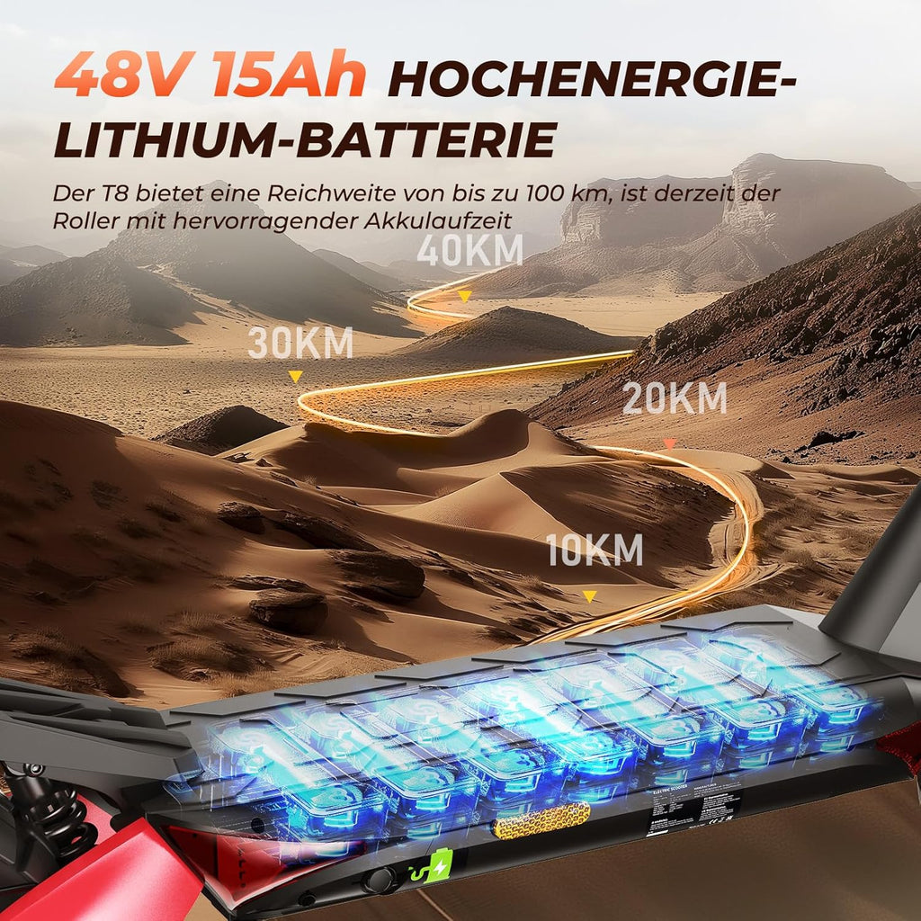 JAYSIMXIN Puissante Trottinette Électrique Adulte Scooter,10 Pouces Trottinette électrique Tout Terrain, App Intelligent, Batterie au Lithium 52V 33Ah,130 km 4-5 Heures de Charge.
