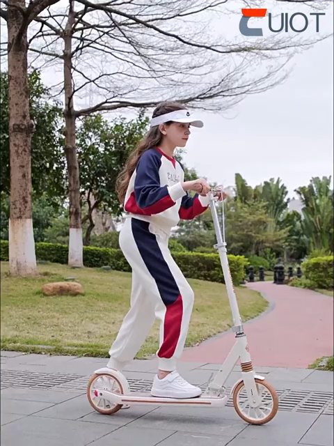 Commuter Adult Scooter 330 lbs Capacity, 8IN Solid Tires Big Wheels Scooters, 3 Handle Height Adjustable Levels, with Double Braking System, Foldable Scooter,Kick Scooter for Ages 6+
