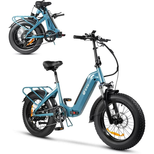 DYU 20" 4.0 Fat Tire Electric Bike for Adults, 500W 48V 14AH, LG Battery, Shimano 7-Speed, Foldable E Bike