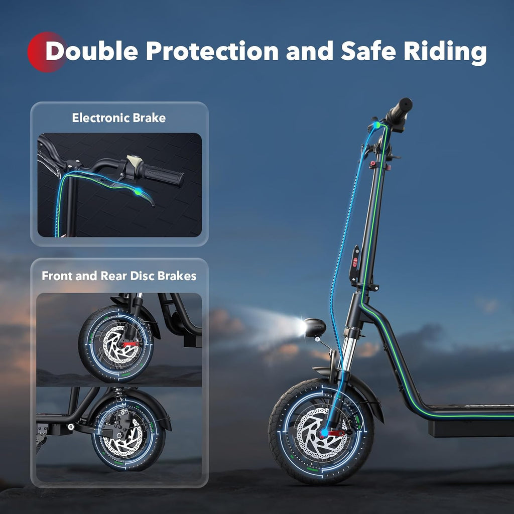 iScooter Electric Scooter with Seat, 37/21 Miles Long Range & 28/19/15.6 MPH Top Speed, 14"/12"/10" Pneumatic Tire, Height Adjustable Seat...