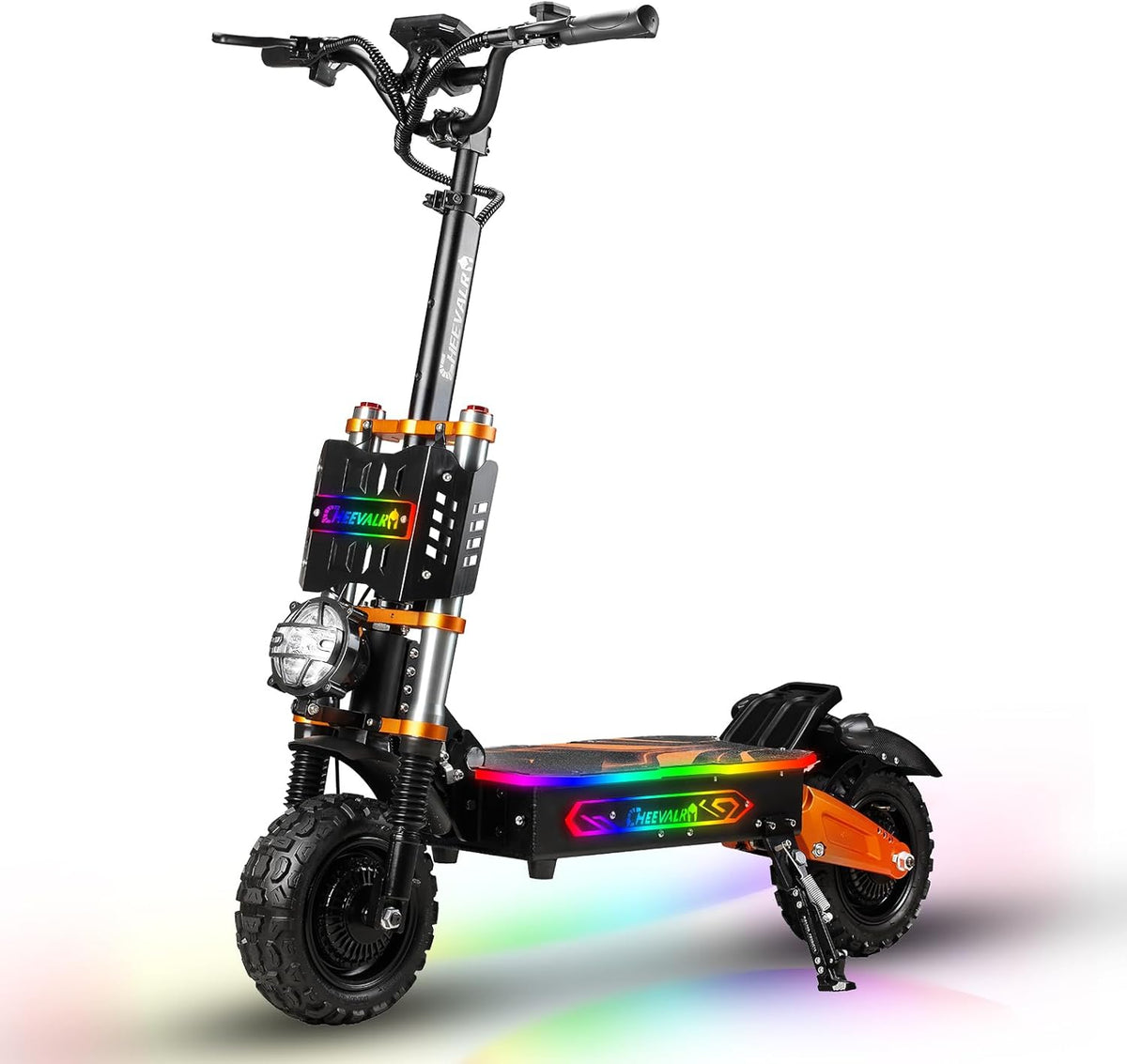 JAYSIMXIN Puissante Trottinette Électrique Adulte Scooter, 11 Pouces Trottinette électrique Tout Terrain, système de Suspension Confortable, Batterie au 60V 43Ah,120 km