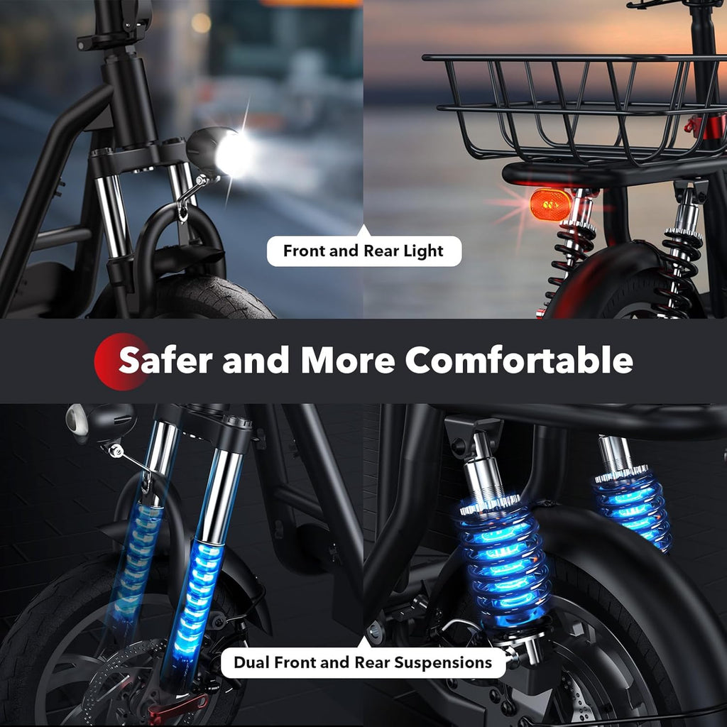iScooter Electric Scooter with Seat, 37/21 Miles Long Range & 28/19/15.6 MPH Top Speed, 14"/12"/10" Pneumatic Tire, Height Adjustable Seat...