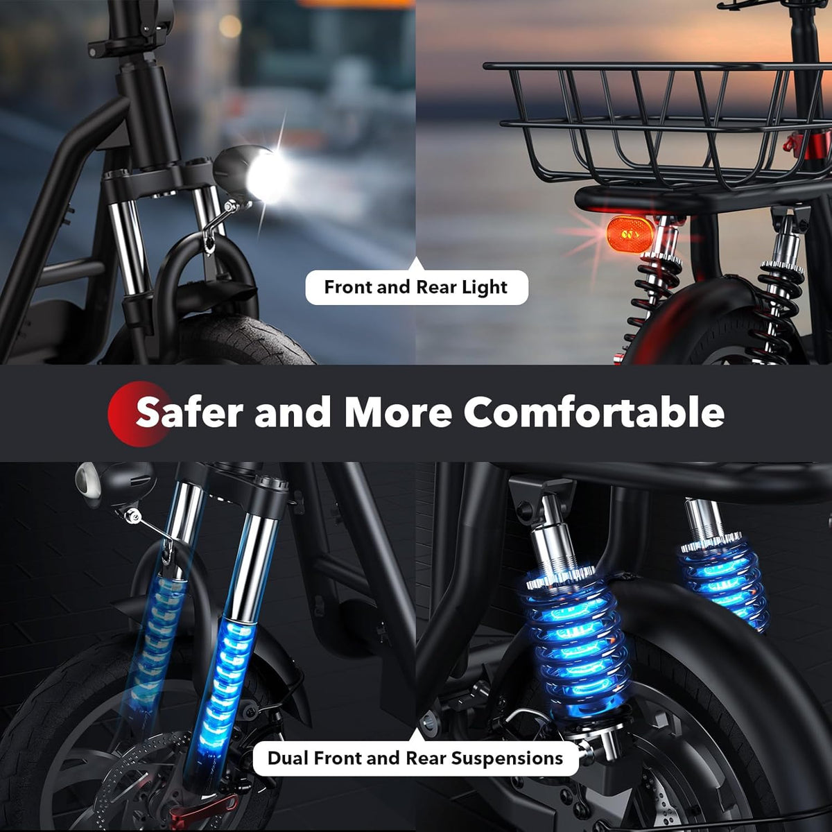 iScooter Electric Scooter with Seat, 37/21 Miles Long Range & 28/19/15.6 MPH Top Speed, 14"/12"/10" Pneumatic Tire, Height Adjustable Seat...