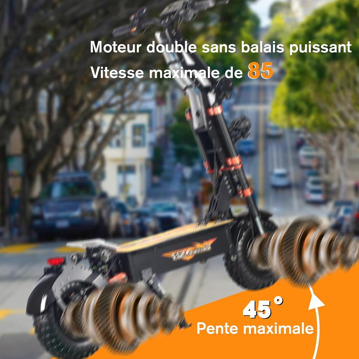 JAYSIMXIN Puissante Trottinette Électrique Adulte Scooter, 14 Pouces Trottinette électrique Tout Terrain, système de Suspension Confortable, Batterie au 60V 40Ah, 8 Heures de Charge,130 km.